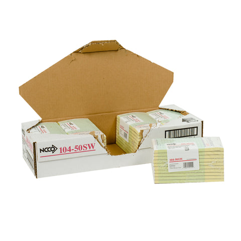 National Checking Company Interleaving Carbon Guest Check Paper - 2 Part Green, 16 Line, 3.5 x 6.75 inch -- 50 per case.