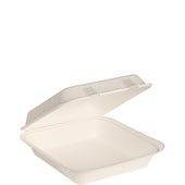 Bare® by Solo® CONTAINER ECO-FORWARD® BAGASSE (SUGARCANE) SQUARE HINGED LID IVORY 8