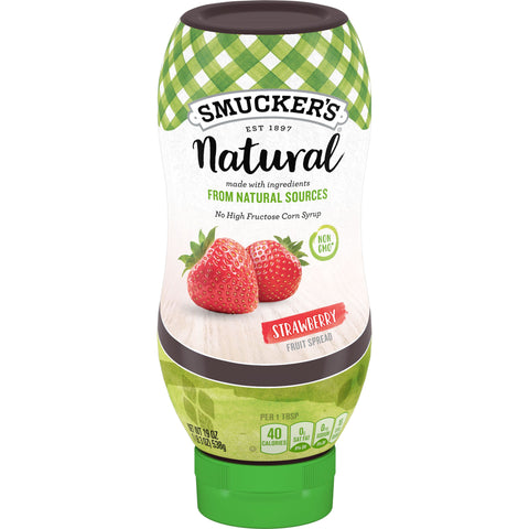 Smuckers Natural Strawberry Fruit Spread, 19 Ounce Bottle Squeeze -- 12 per case