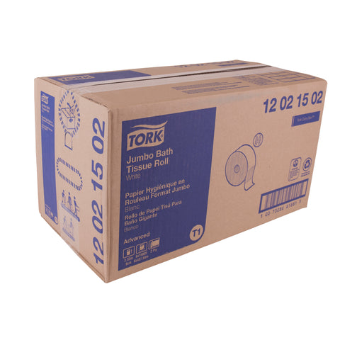 Essity Tork Advanced 100 Percent Recycled Fibre Paper 2-Ply Jumbo Bath Tissue Roll, 1600 Feet -- 6 per case