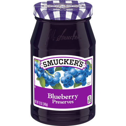 Smuckers Blueberry Preserves, 12 Ounce -- 12 per case.
