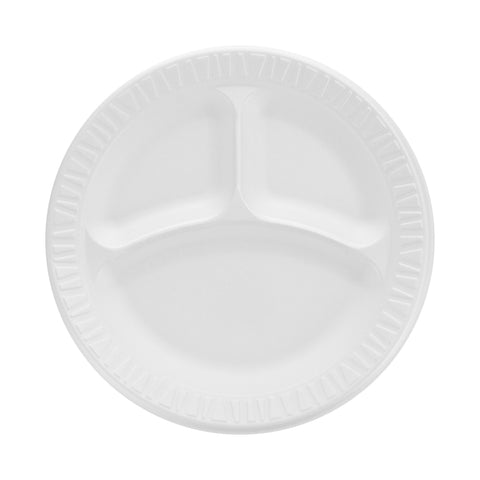 Plate Foam Non-laminated White 3-compartment 9