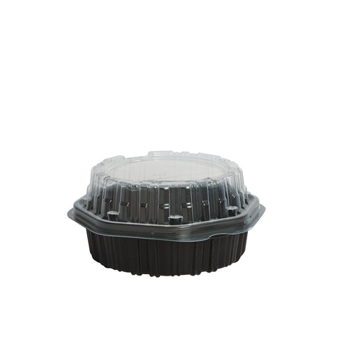 Creative Carryouts® CONTAINER PLASTIC HINGED 1-COMPARTMENT BLACK/CLEAR