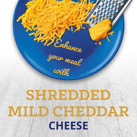 Kraft Zip Pak Shredded Mild Cheddar Cheese, 8 Ounce -- 12 per case.