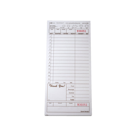 National Checking Company Guest Check Board - 1 Part Tan, 15 Line, 4.20 x 9 inch -- 2000 per case.
