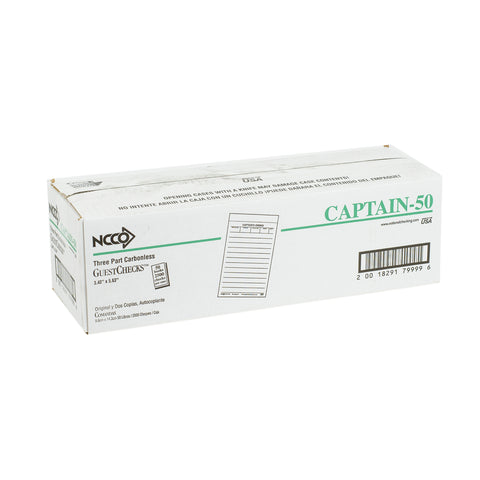 National Checking No Carbon 3 Part 12 Line White Waitrpad, 50 checks per book -- 50 per case.