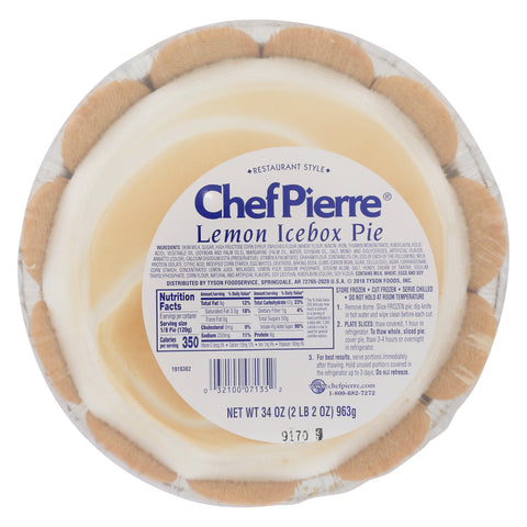 Sara Lee Chef Pierre Lemon Icebox Condensed Pie, 10 inch -- 6 per case.