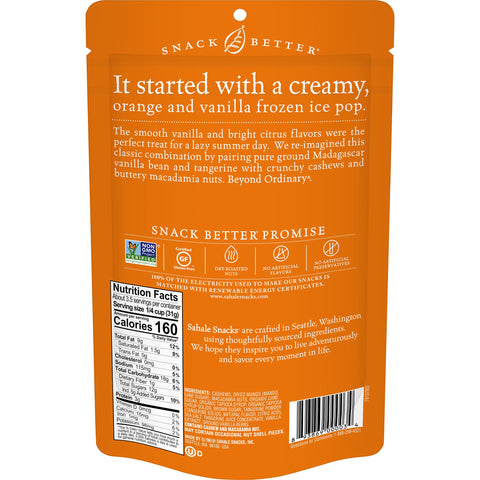 Sahale Tangerine Vanilla Cashew and Macadamia Nuts Glazed Mix, 4 Ounce -- 6 per case.