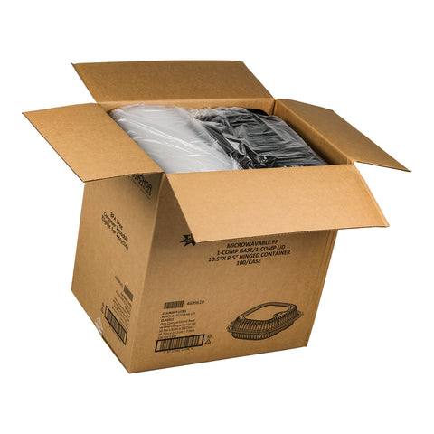 Anchor Packaging Culinary Lites  1-Compartment Black Base with Clear Anti-Fog Tear-Away Lid Clamshell, 47.5 Ounce Capacity -- 100 per case