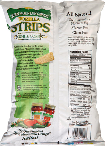 Green Mountain Gringo Organic White Corn Tortilla Strip, 8 Ounce -- 12 per case