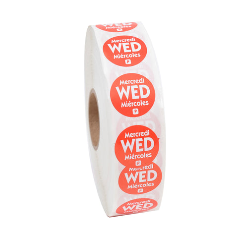 Label Circle Permanent Trilingual Red Wednesday .75