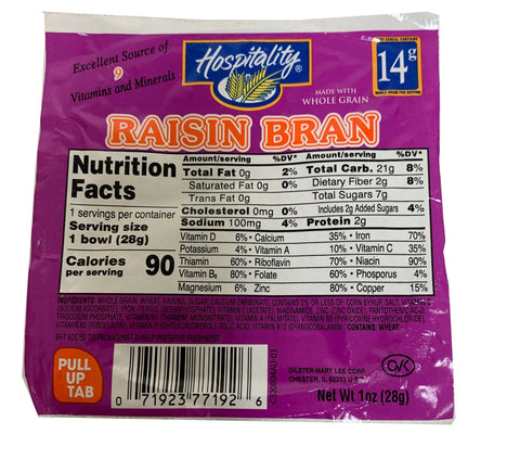 Hospitality CEREAL BOWL PACK RAISIN BRAN