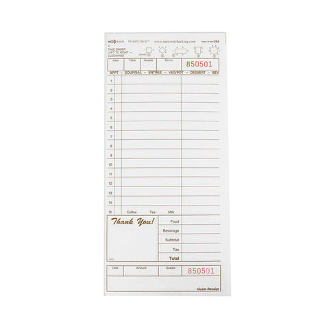 National Checking Company Guest Check Board - 1 Part Tan, 15 Line, 4.20 x 9 inch -- 2000 per case.