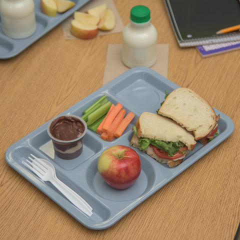 Carlisle TRAY SERVING LEFT-HAND HEAVY WEIGHT 6-COMPARTMENT SLATE BLUE 10X14