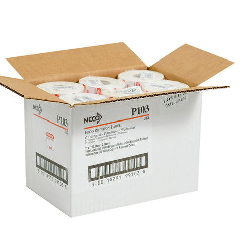 National Checking Company Dateit Red Trilingual Permanent Label - Wednesday, 1 x 1 inch -- 1000 per case.