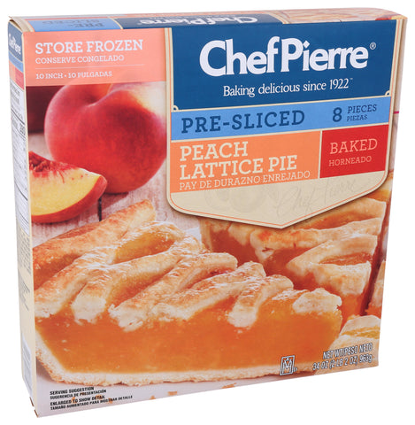 Chef Pierre Pre Sliced Pre Baked Peach Lattice Pie -- 6 per case.