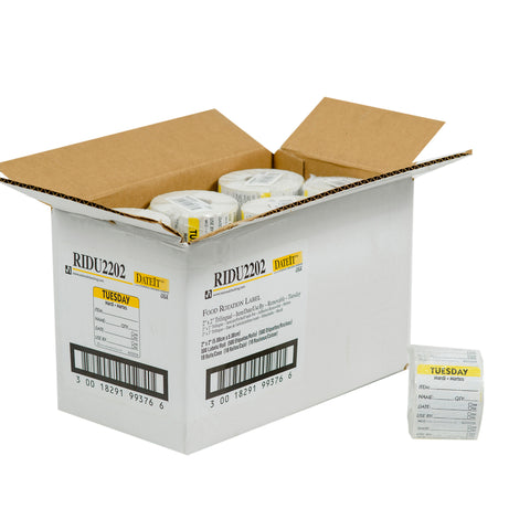 Label Trilingual Item/date/use By Removable Yellow Tuesday 2x2