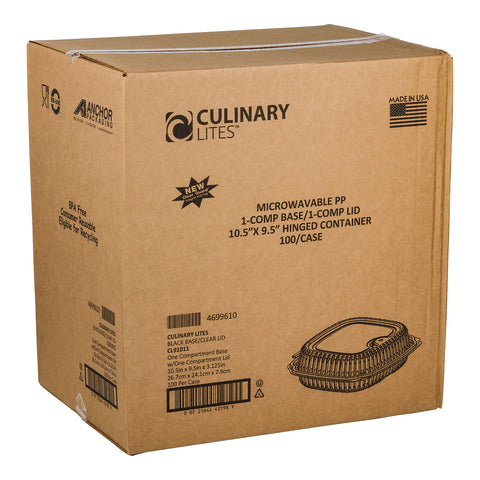 Anchor Packaging Culinary Lites  1-Compartment Black Base with Clear Anti-Fog Tear-Away Lid Clamshell, 47.5 Ounce Capacity -- 100 per case
