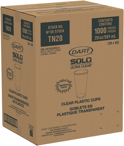 Solo Ultra Clear PET Cold Cup, 20 Ounce Capacity -- 1000 per case
