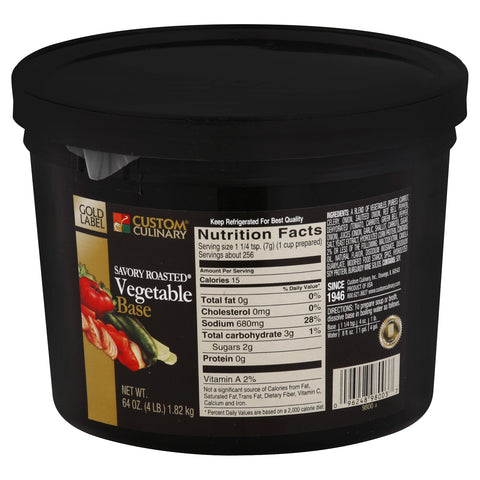 Custom Culinary® Savory Roasted® Vegetable Base, No MSG Added, Vegan 4 x 5 lb.