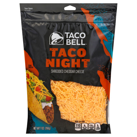 Taco Bell - Taco Night Shredded Cheddar Cheese, 7 Ounce -- 12 per case.