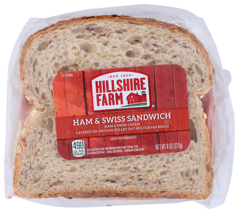 Hillshire Farm Ham and Swiss Sandwich, 0.5 Pound -- 10 per case