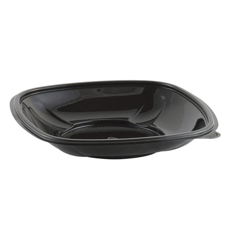 Anchor Packaging Crystal Classics Black Square PET Salad Bowl, 20 Ounce Capacity -- 150 per case