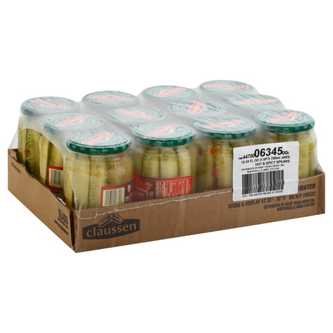 Claussen Hot and Spicy Spears Pickle, 24 Fluid Ounce -- 12 per case