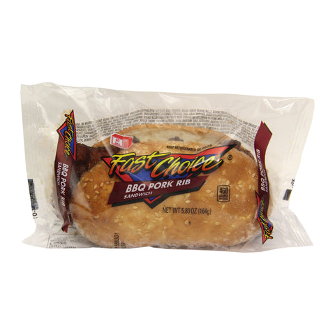 Advance Pierre Fast Choice Barbecue Rib Shape Pork Sandwich, 5.8 Ounce -- 12 per case.