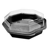 Creative Carryouts® CONTAINER PLASTIC HINGED CARRYOUT BLACK/CLEAR 9.6X9.2X3.2