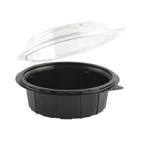 Gourmet Classics™ CONTAINER PLASTIC CLEAR DOME / BLACK BASE HINGED DEEP CLAMSHELL 6