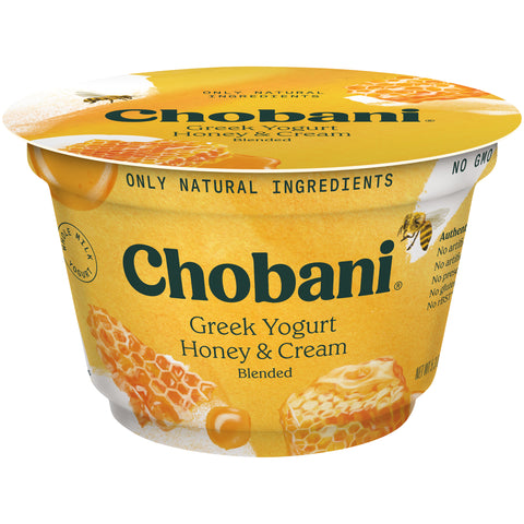 Chobani Honey and Cream Blended Greek Yogurt, 5.3 Ounce -- 12 per case.