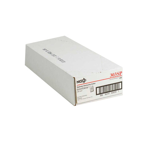 National Checking Company Interleaving Carbon Guest Check Paper - 2 Part White, 17 Line, 3.4 x 6.75 inch -- 50 per case.