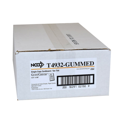National Checking Company Guest Check Board - 1 Part Tan, 15 Line, 4.20 x 9 inch -- 2000 per case.