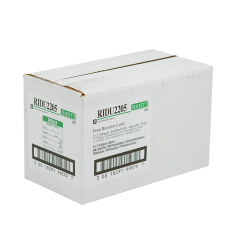 DateIt™ LABEL TRILINGUAL ITEM/DATE/USE BY REMOVABLE GREEN FRIDAY 2X2