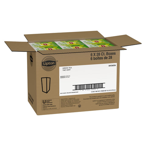 Lipton 100 Percent Natural Green Enveloped Hot Tea Bags, 28 count -- 6 per case