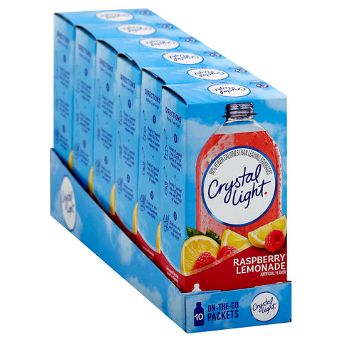 Crystal Light On The Go Raspberry Lemonade Powdered Soft Drink Mix, 0.08 Ounce - 10 per pack -- 12 packs per case.