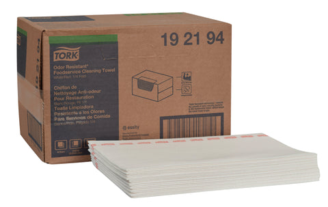 Tork® WIPER TOWEL ANTIMICROBIAL HEAVY-DUTY FOODSERVICE CLOTH 1/4 FOLD WHITE 13X21
