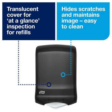 Tork Smoke Folded Towel Dispenser, 11 3/4 x 6 1/4 x 18 inch