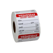 DateIt™ LABEL TRILINGUAL ITEM/DATE/USE BY REMOVABLE RED WEDNESDAY 2X2