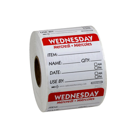 DateIt™ LABEL TRILINGUAL ITEM/DATE/USE BY REMOVABLE RED WEDNESDAY 2X2