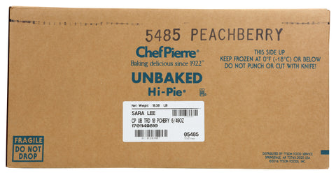 Sara Lee Chef Pierre Peachberry High Pie, 10 inch -- 6 per case.