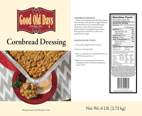 Good Old Days STUFFING CORNBREAD DRESSING FROZEN