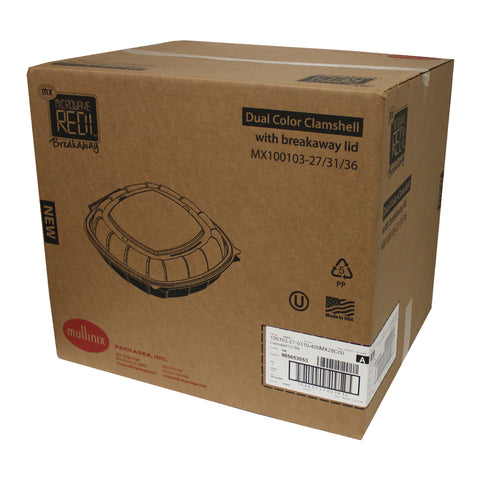 Container Square Black Base Hinged W/ Clear Lid 64.2 Oz