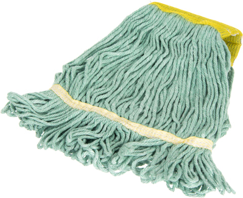 Flo-Pac® MOP HEAD SMALL LOOPED-END W/ YELLOW BAND GREEN