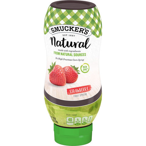 Smuckers Natural Strawberry Fruit Spread, 19 Ounce Bottle Squeeze -- 12 per case
