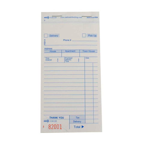 National Checking Company Carbonless Delivery Form - 3 Part White, 14 Line, 3.40 x 6.75 inch -- 2500 per case.