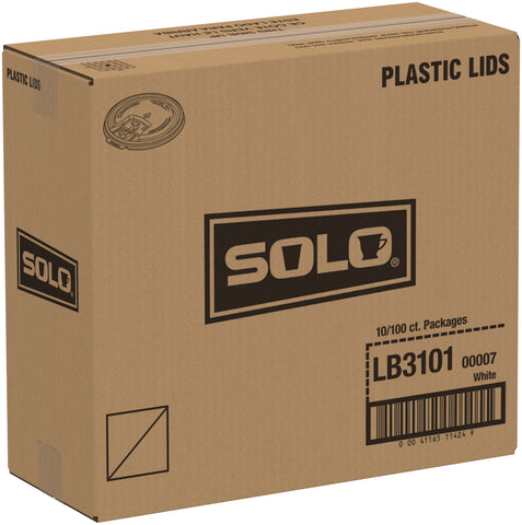 Solo White Liftback and Lock Tab Plastic Lid Only, 10 Ounce -- 1000 per case.