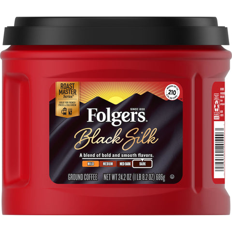 Folgers® COFFEE CAFFEINATED GROUND BLACK SILK CANISTER