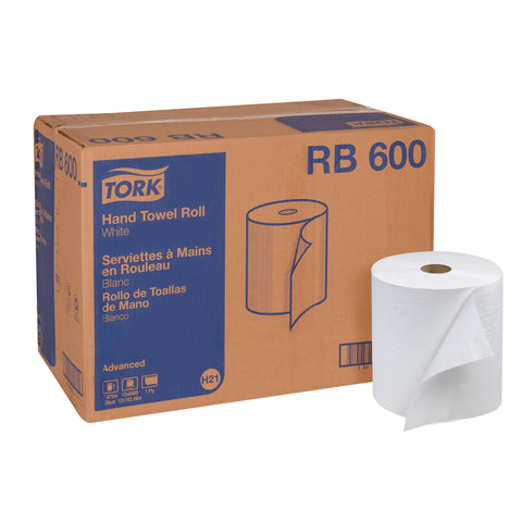 Tork One Ply White Advanced Hardwound Roll Towel, 7.88 inch x 600 Feet -- 12 rolls per case